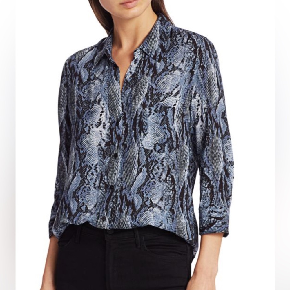 L'AGENCE snakeskin button down blouse